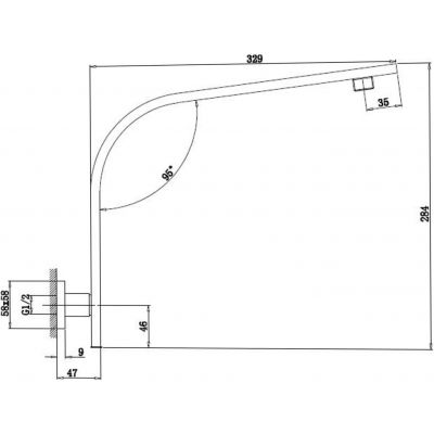Sapho ramię deszczownicy 29 cm ścienne chrom 9002