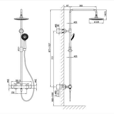 Sapho Kimura zestaw prysznicowy ścienny termostatyczny z deszczownicą chrom KU322