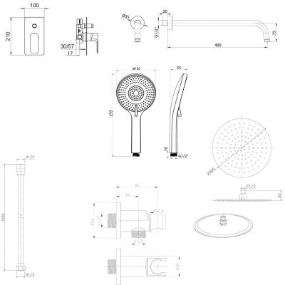 Sapho Spy zestaw prysznicowy podtynkowy złoty mat PY42/19-01