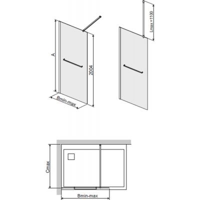 Sanplast Free Line II Walk-in ścianka wolnostojąca 110 cm P/FREEII-110 chrom/Sitodruk W19 600-261-0450-42-191