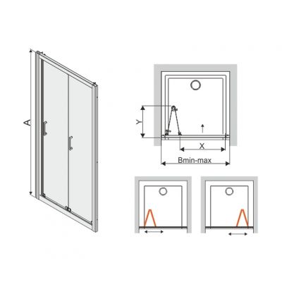 Sanplast TX drzwi prysznicowe 90 cm wnękowe DŁ/TX5b-90-S biW0 srebrny błyszczący/szkło przezroczyste 600-271-1220-38-401