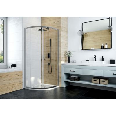 Sanplast Basic kabina prysznicowa 90x90 cm półokrągła srebrny połysk/szkło przezroczyste 600-450-0260-38-400