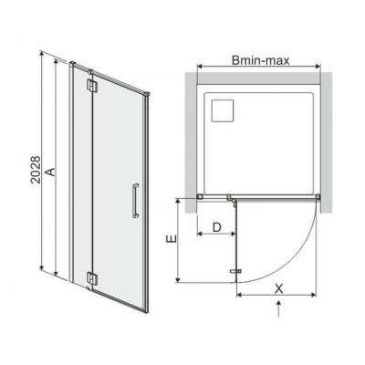 Sanplast Space Line drzwi prysznicowe 110 cm wnękowe lewe DJ2L/SPACE-110 chrom błyszczący/szkło przezroczyste 600-100-1680-42-401