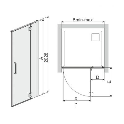 Sanplast Space Line drzwi prysznicowe 110 cm wnękowe prawe DJ2P/SPACE-110 chrom błyszczący/szkło przezroczyste 600-100-1690-42-401