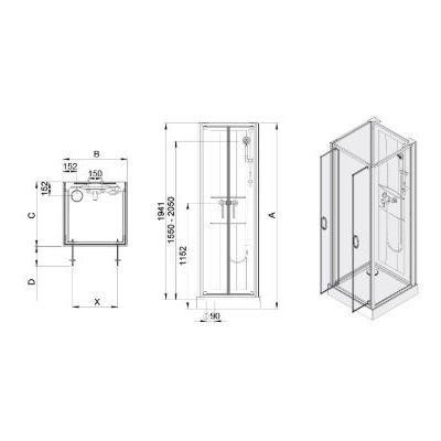 Sanplast Basic Complete kabina z brodzikiem i zestawem prysznicowym 70x70 cm kwadratowa biały mat/szkło przezroczyste 602-460-2410-01-4H0