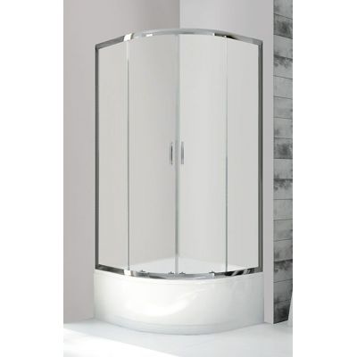 Sanplast Fris kabina prysznicowa 80x80 cm półokrągła z brodzikiem srebrny błyszczący/szkło przezroczyste 602-330-0350-38-400