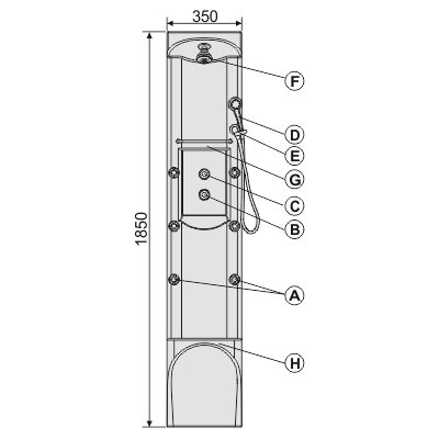 Panel prysznicowy PPzs/CL-T-G-185 biew Sanplast Classic 631-010-0220-01-000