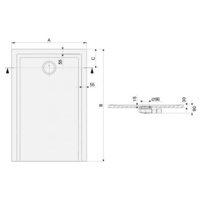 Sanplast Space Mineral brodzik prostokątny 100x80 cm biały 645-410-0330-01-000