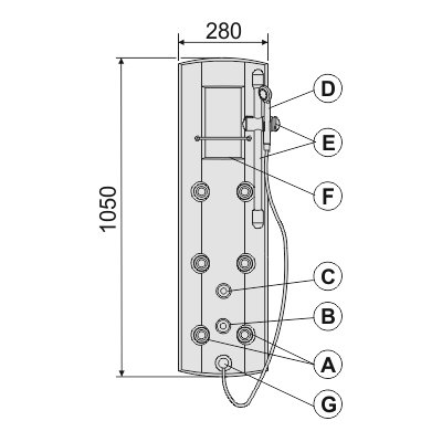Panel prysznicowy 105 cm PP/CL-T-105 Sanplast Classic 631-010-0020-10-000
