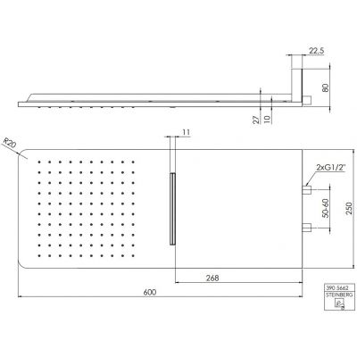 Steinberg 390 deszczownica 60x25 cm prostokątna czarna 3905662S