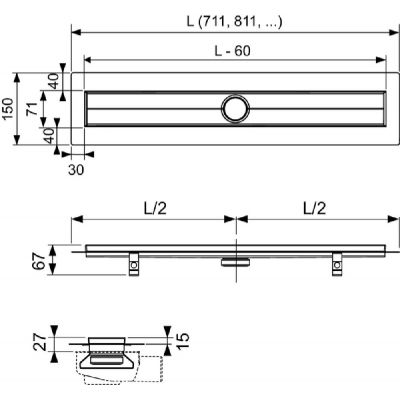 Tece Drainline rynna odpływu liniowego 80 cm biały mat 600806
