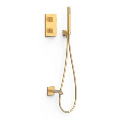 Tres Therm-Box zestaw wannowo-prysznicowy podtynkowy termostatyczny złoty mat 24-K 00625006OM