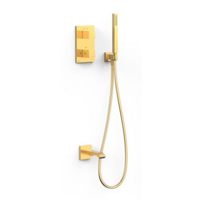 Tres Therm-Box zestaw wannowo-prysznicowy podtynkowy termostatyczny złoty połysk 24-K 00625006OR