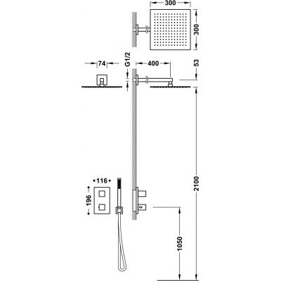 Tres Therm-Box zestaw prysznicowy podtynkowy termostatyczny z deszczownicą czerń matowa 00635004NM