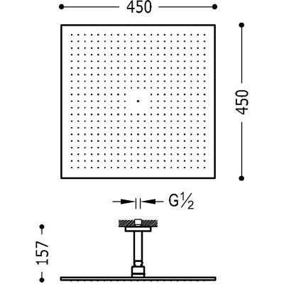 Tres Exclusive deszczownica 45 cm kwadratowa chrom 034.432.05