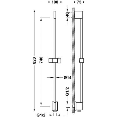 Tres Exclusive drążek prysznicowy 76 cm czarny brąz 03493299KMB