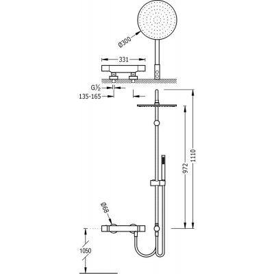 Tres Max zestaw prysznicowy ścienny termostatyczny z deszczownicą chrom 061.385.01