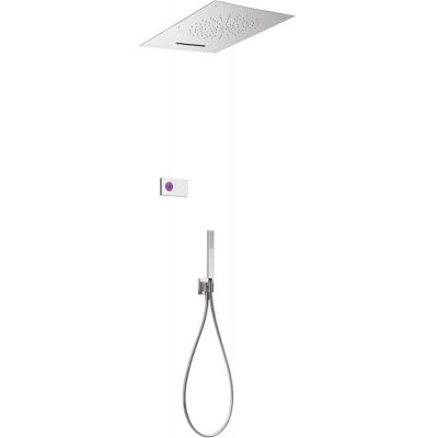 Tres Shower Technology zestaw prysznicowy podtynkowy termostatyczny z deszczownicą chrom/biały 092.863.04