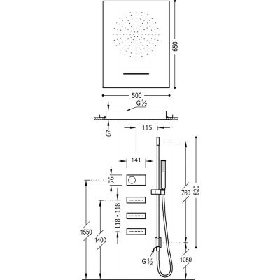 Tres Shower Technology zestaw prysznicowy podtynkowy termostatyczny z deszczownicą chrom/czarny 092.884.03