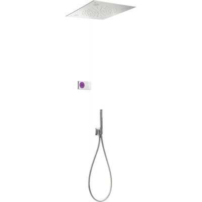 Tres Shower Technology zestaw prysznicowy podtynkowy termostatyczny z deszczownicą chromoterapia chrom/biały 092.865.66