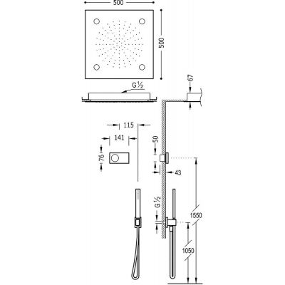 Tres Shower Technology zestaw prysznicowy podtynkowy termostatyczny z deszczownicą chromoterapia chrom/biały 092.865.66