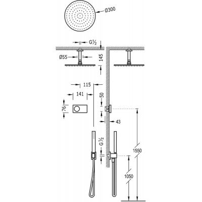 Tres Shower Technology zestaw prysznicowy podtynkowy termostatyczny z deszczownicą chrom/biały 092.865.67
