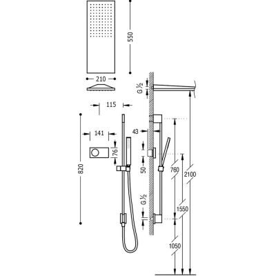 Tres Shower Technology zestaw prysznicowy podtynkowy termostatyczny z deszczownicą chrom/biały 092.865.80