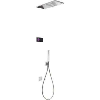 Tres Shower Technology zestaw wannowo-prysznicowy z baterią podtynkową termostatyczną elektroniczną chrom/czarny 092.883.18