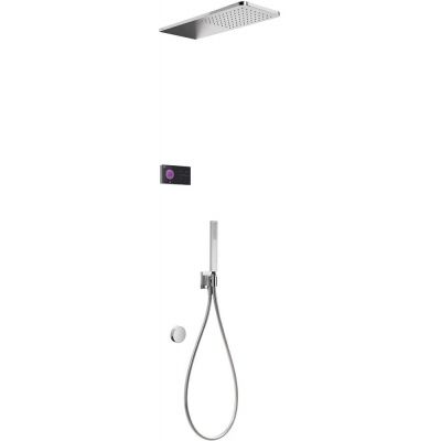 Tres Shower Technology zestaw wannowo-prysznicowy z baterią podtynkową termostatyczną elektroniczną chrom/czarny 092.883.21