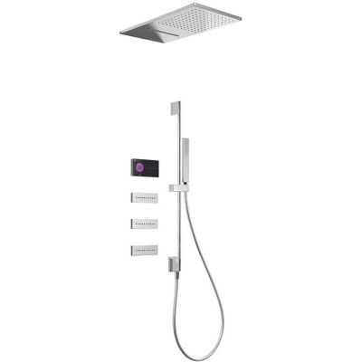 Tres Shower Technology zestaw prysznicowy podtynkowy termostatyczny z deszczownicą chrom/czarny 092.884.07
