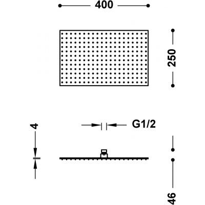 Tres Selection deszczownica 40x25 cm prostokątna stal 134315008AC