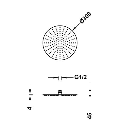 Tres deszczownica 30 cm okrągła czarny mat 134315010NM