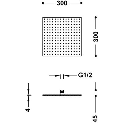Tres Selection deszczownica 30x30 cm kwadratowa czarny brąz 134315012KMB
