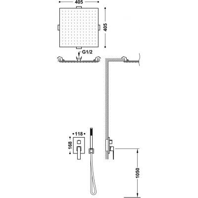 Tres Slim Exclusive zestaw wannowo-prysznicowy podtynkowy z deszczownicą stal 20238006AC