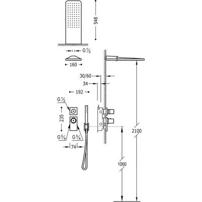 Tres Block-System zestaw prysznicowy podtynkowy termostatyczny z deszczownicą chrom 206.352.02