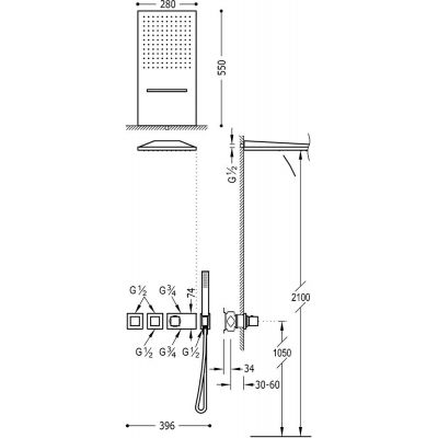 Tres Block-System zestaw prysznicowy podtynkowy termostatyczny z deszczownicą chrom 207.253.02