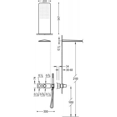 Tres Block-System zestaw prysznicowy podtynkowy termostatyczny z deszczownicą chrom 207.352.02