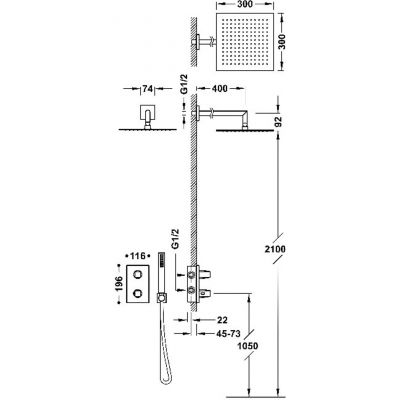 Tres Therm-Box zestaw prysznicowy podtynkowy termostatyczny z deszczownicą różowe złoto mat 24-K 21125004OPM