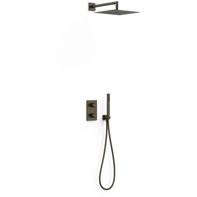Tres Therm-Box zestaw prysznicowy podtynkowy termostatyczny z deszczownicą czarny brąz 21125004KMB