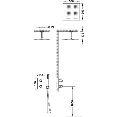 Tres Therm-Box zestaw prysznicowy podtynkowy termostatyczny z deszczownicą czerń metalizowana 21135003KM