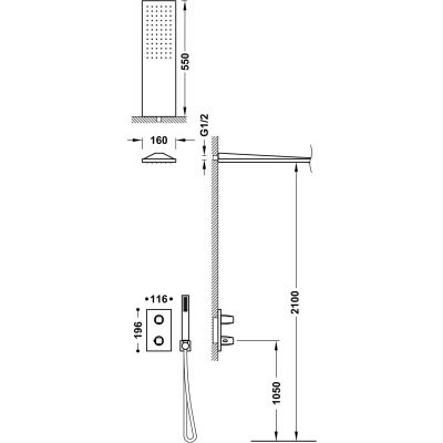 Tres Therm-Box zestaw prysznicowy podtynkowy termostatyczny z deszczownicą czerń matowa 21135005NM