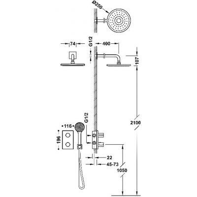 Tres Therm-Box zestaw prysznicowy podtynkowy termostatyczny z deszczownicą chrom 21625004