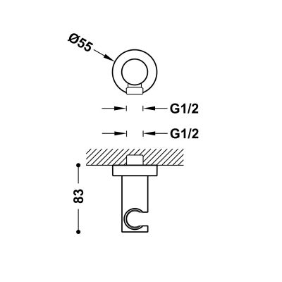 Tres przyłącze kątowe z uchwytem złoty 26118221OPM