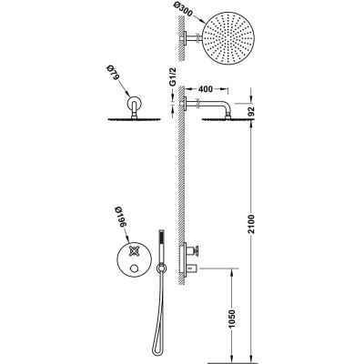 Tres Therm-Box zestaw prysznicowy podtynkowy z deszczownicą stal 28335002