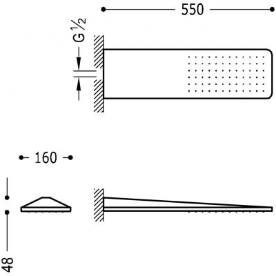 Tres Selection deszczownica 55x16 cm prostokątna stal 299.903.06AC