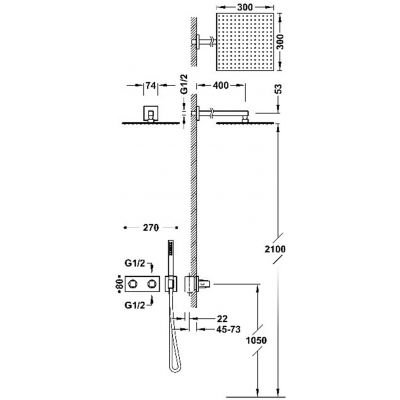 Tres B-System zestaw prysznicowy podtynkowy termostatyczny z deszczownicą różowe złoto mat 30725204OPM