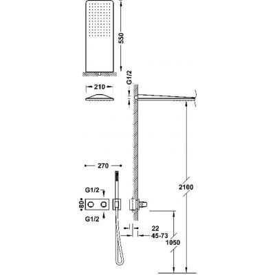Tres B-System zestaw prysznicowy podtynkowy termostatyczny z deszczownicą różowe złoto połysk 30725205OP