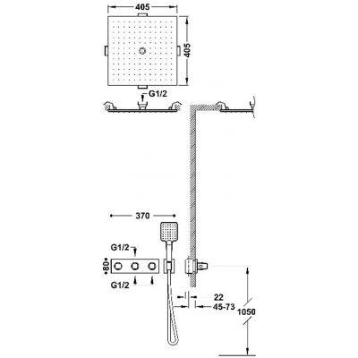 Tres B-System zestaw prysznicowy podtynkowy termostatyczny z deszczownicą czarny mat 30725306NM