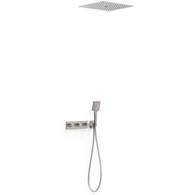 Tres B-System zestaw prysznicowy podtynkowy termostatyczny z deszczownicą stal 30725306AC