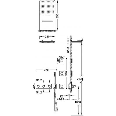 Tres B-System zestaw prysznicowy podtynkowy termostatyczny z deszczownicą czarny mat 30725405NM